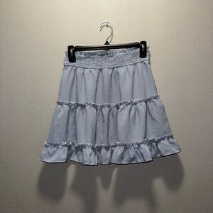 Blue Gingham Ruffle Skirt